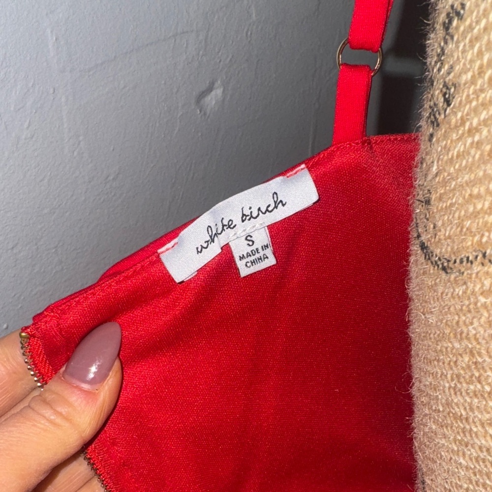 White Birch Bold Red Ruched Mini Dress - Picture 7 of 10